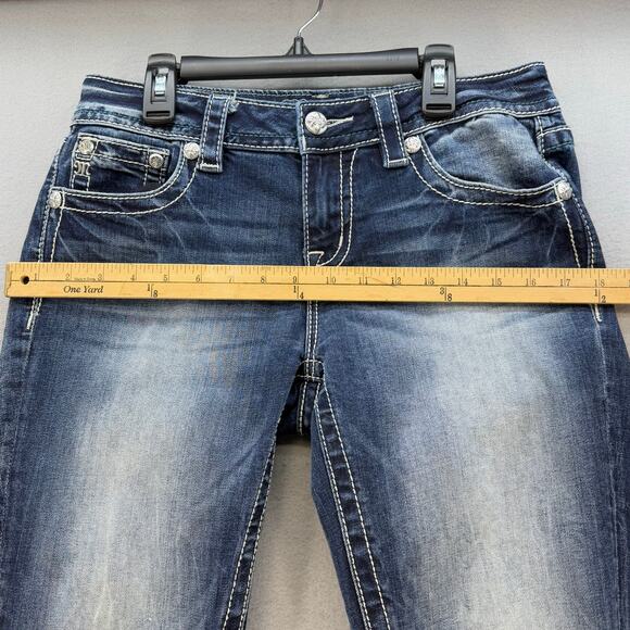 Miss Me Jeans Women's 28x35 (8) Dark Blue Standard Boot Fleur de Lis Western - Picture 12 of 15